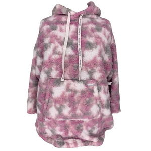 Hurley Fleece Camo Kangaroo Pocket Pink White Grey Pullover Boyfriend Hoodie Lrg